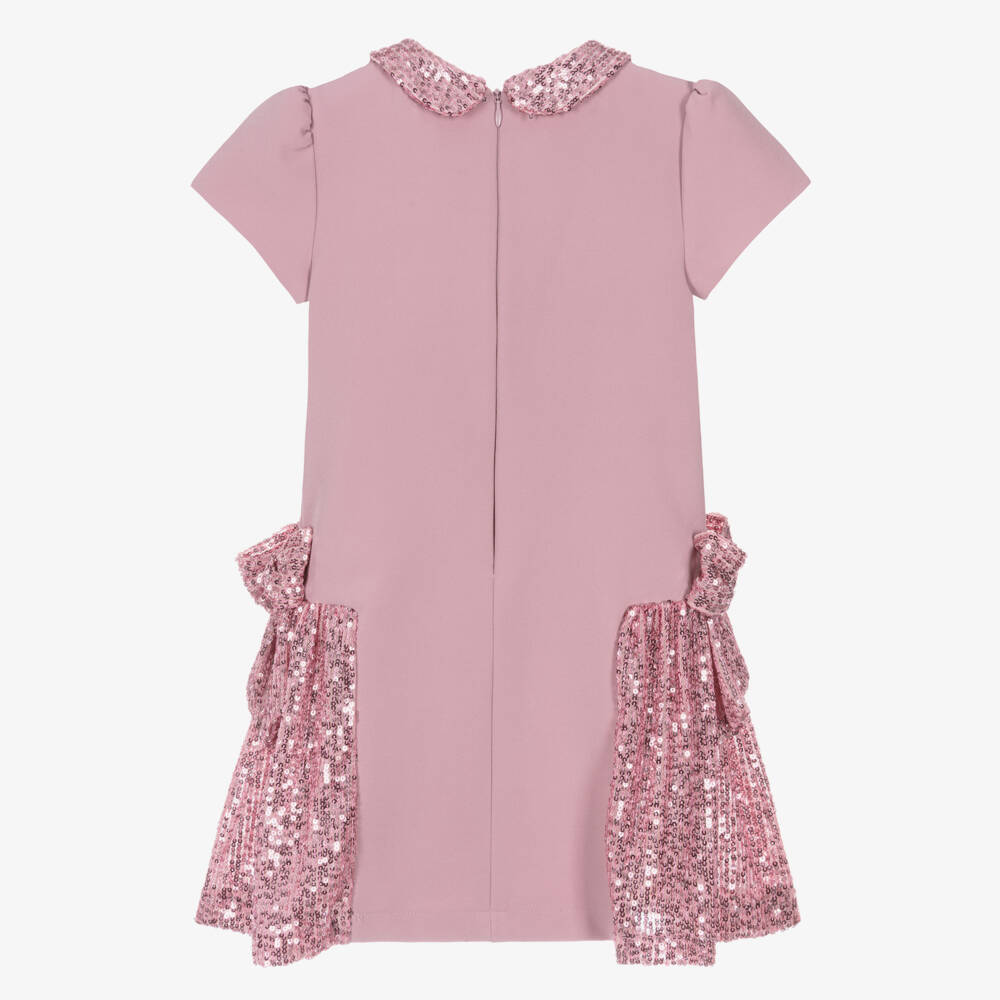 Patachou-Girls Pink Crêpe Dress with Sequin Trim | Childrensalon Outlet