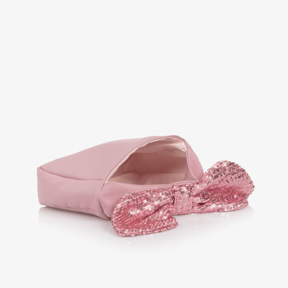 Patachou-Girls Pink Crêpe & Sequin Trim Handbag (18cm) | Childrensalon Outlet
