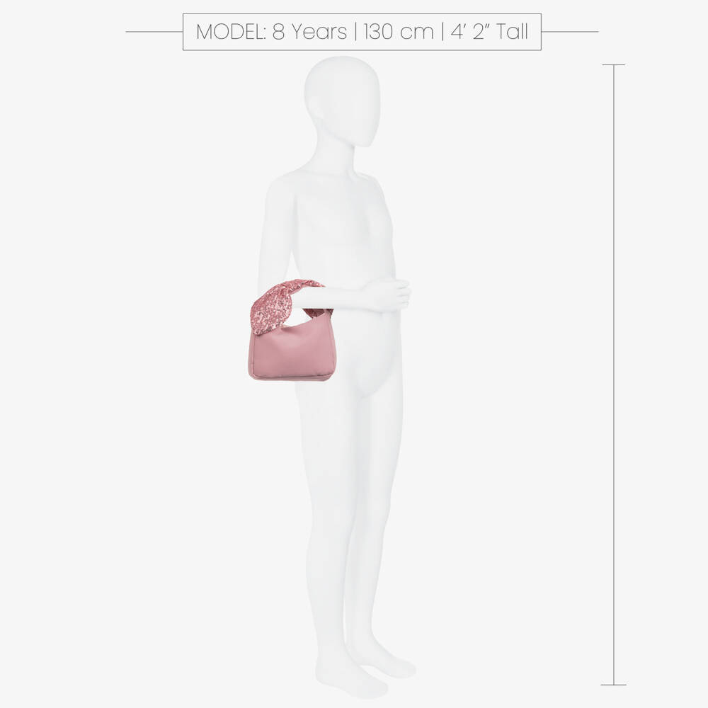 Patachou-Girls Pink Crêpe & Sequin Trim Handbag (18cm) | Childrensalon Outlet