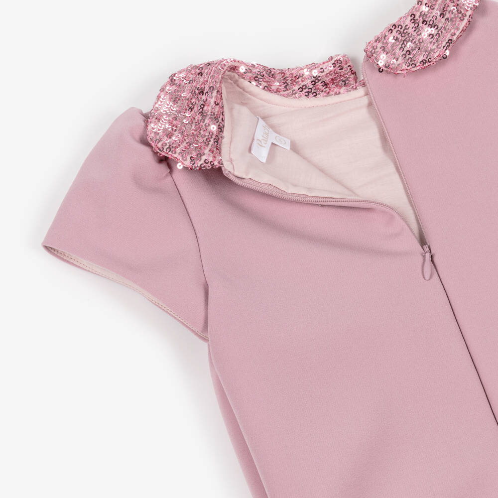 Patachou-Girls Pink Crêpe Dress with Sequin Trim | Childrensalon Outlet