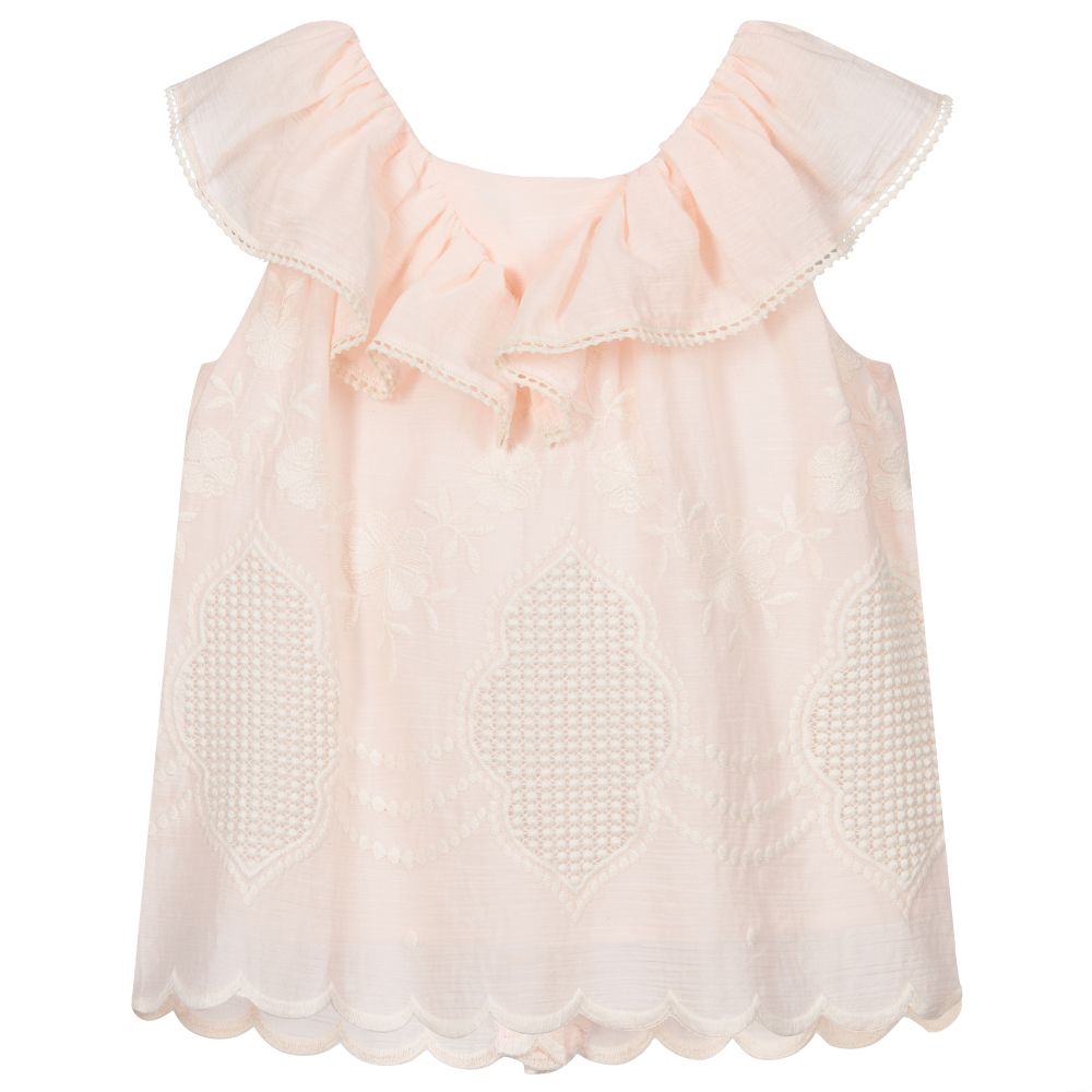 Patachou - Розовая блузка с вышивкой для девочек | Childrensalon
