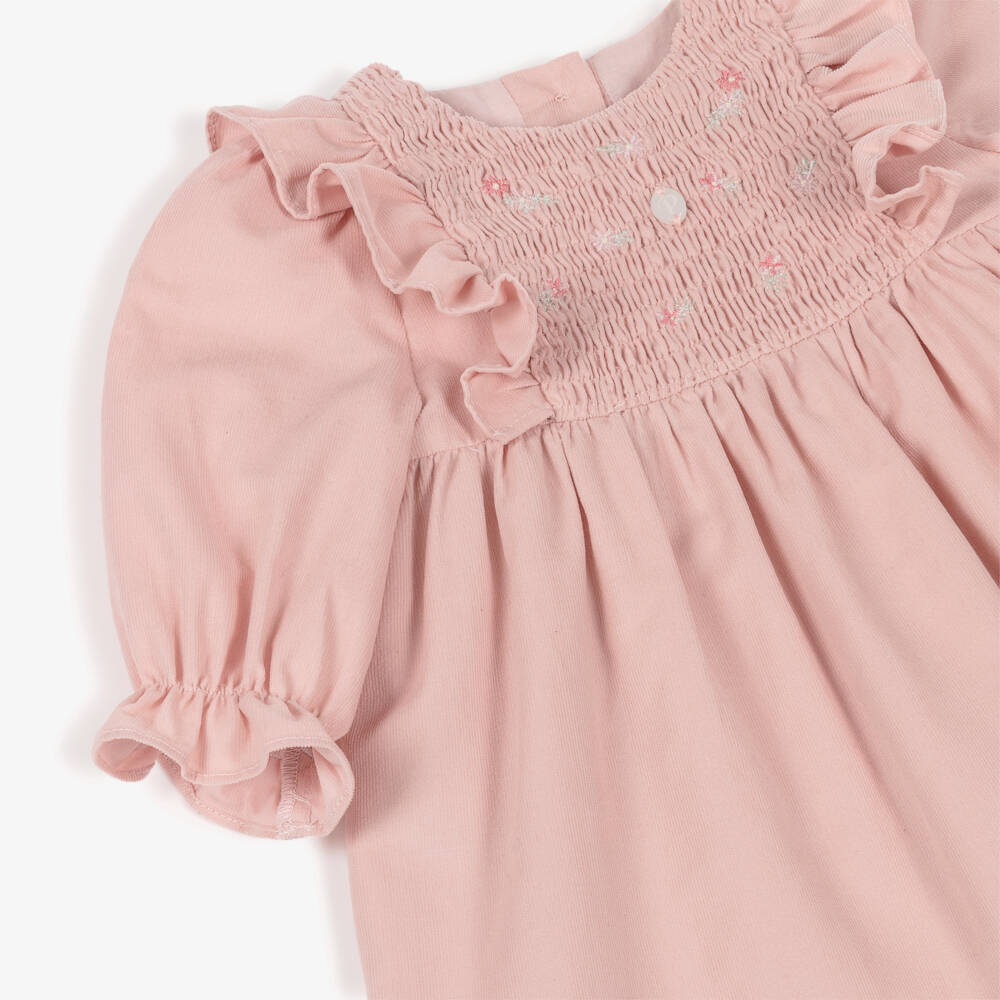Patachou-Girls Pink Embroidered Cord Dress | Childrensalon Outlet