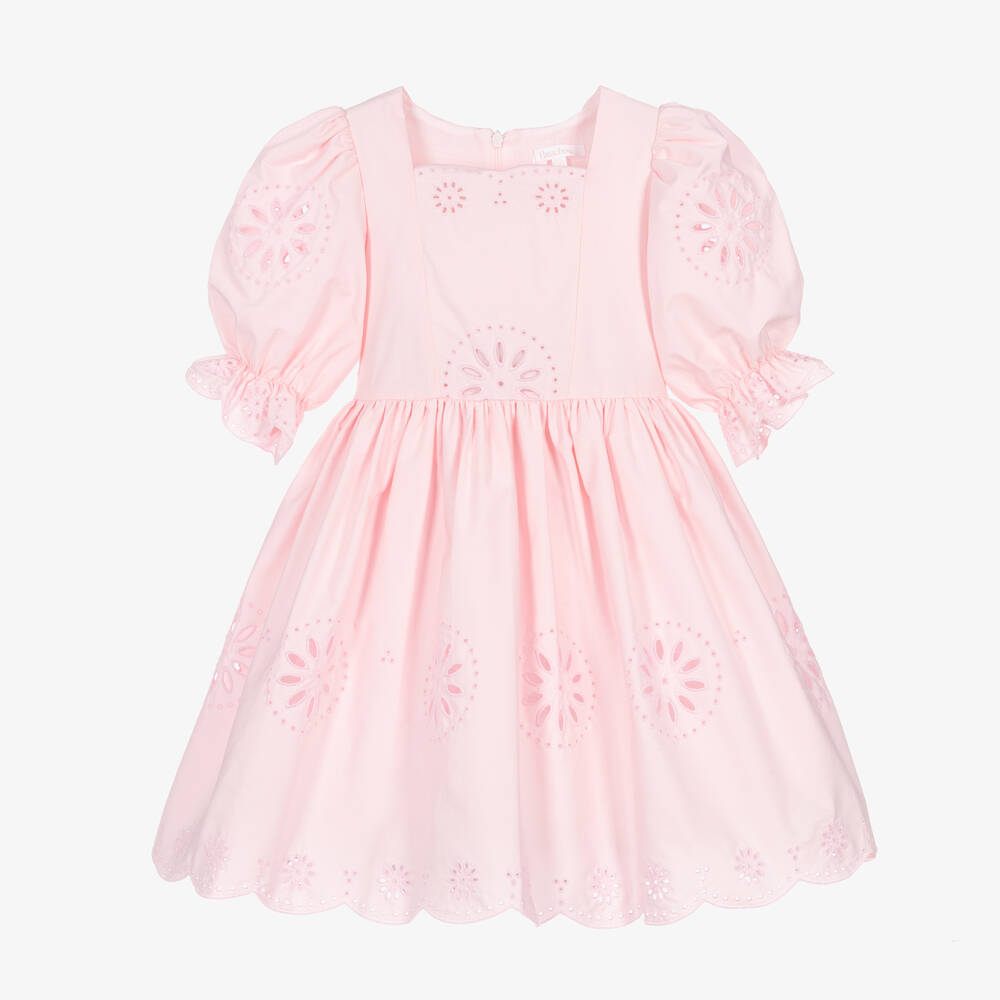 Patachou-Girls Pink Embroidered Cotton Dress | Childrensalon Outlet