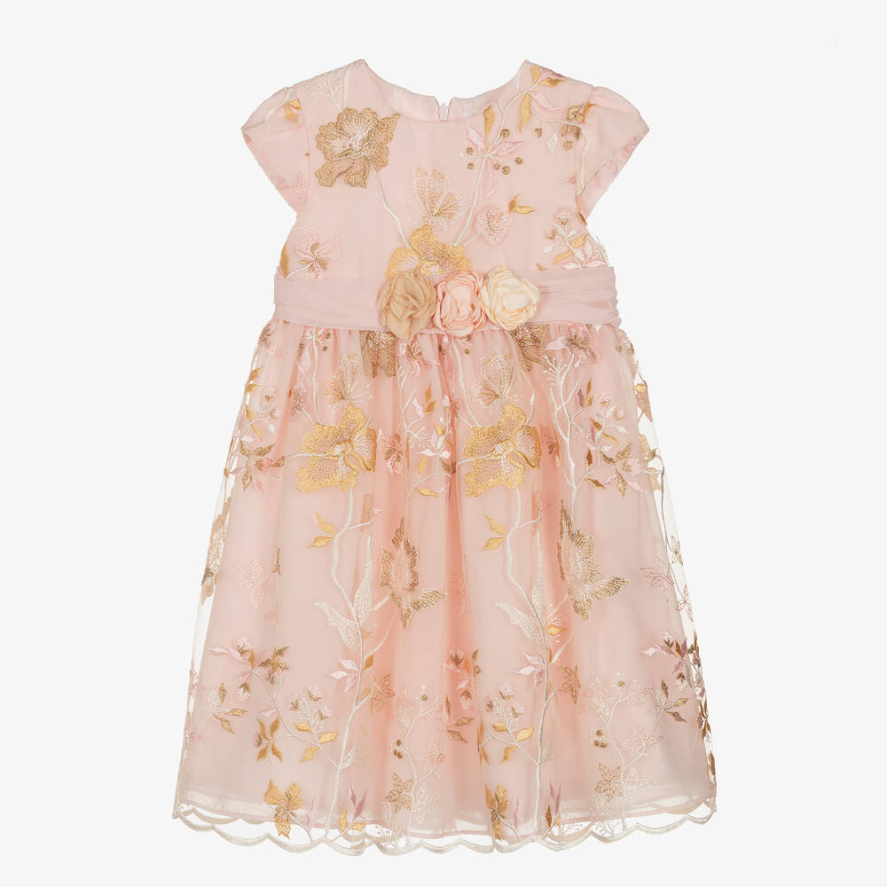 Patachou-Girls Pink Embroidered Floral Dress | Childrensalon Outlet