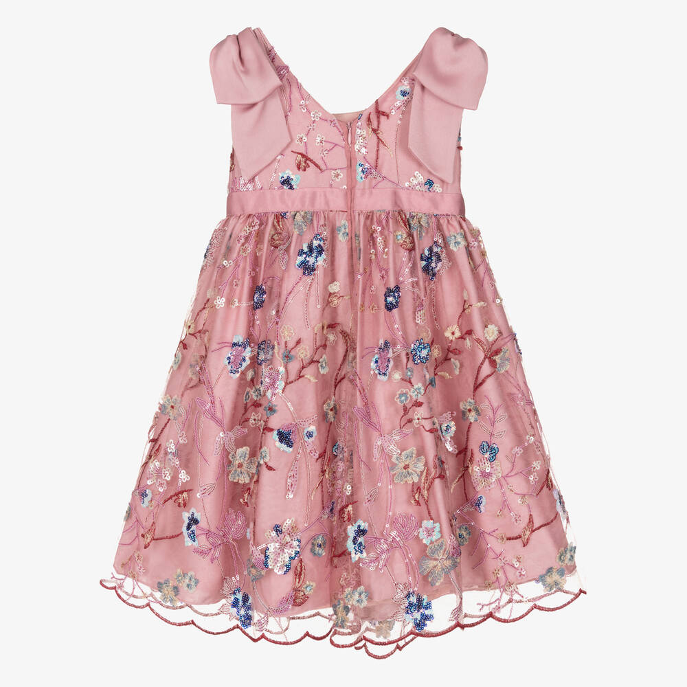 Patachou-Girls Pink Embroidered Floral Dress | Childrensalon Outlet