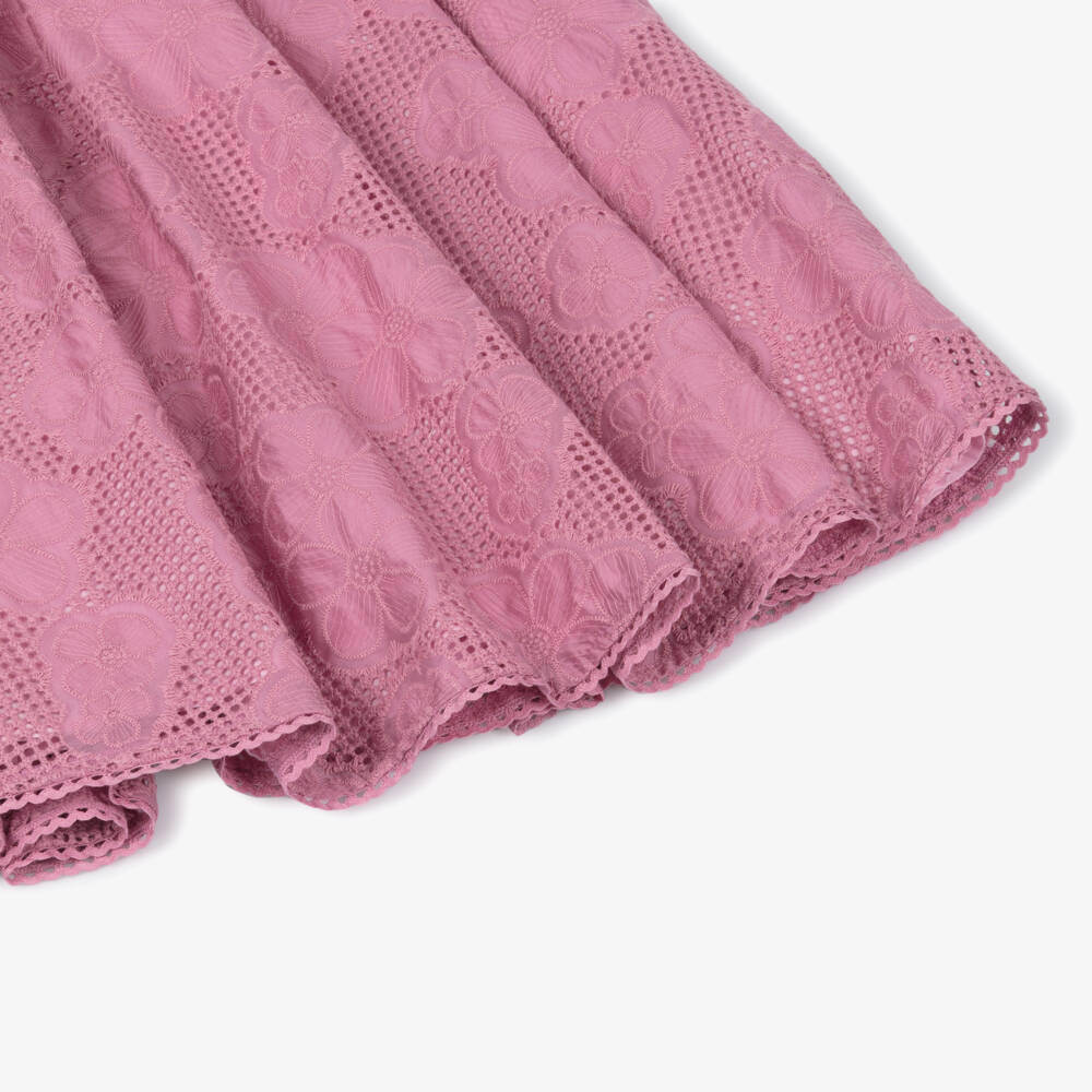Patachou-Girls Pink Embroidered Floral Lace Dress | Childrensalon Outlet