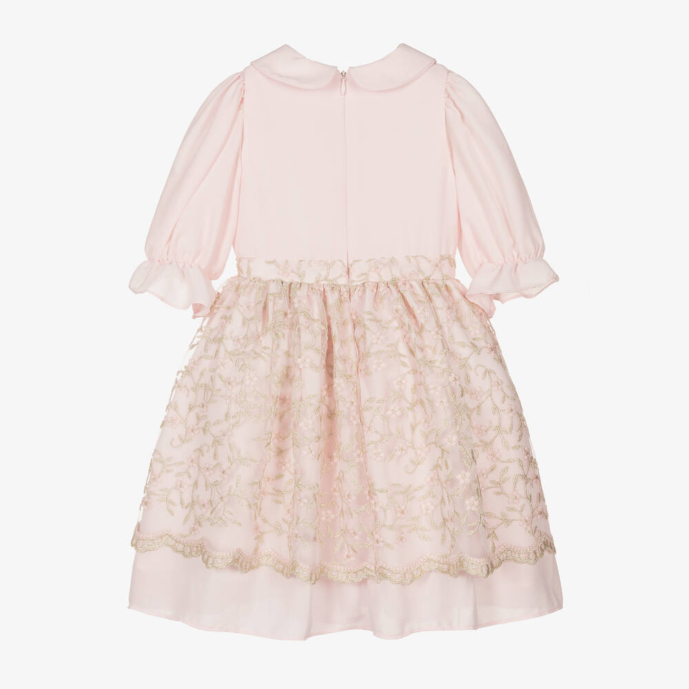 Patachou-Розовое платье из тюля с вышивкой для девочек | Childrensalon Outlet