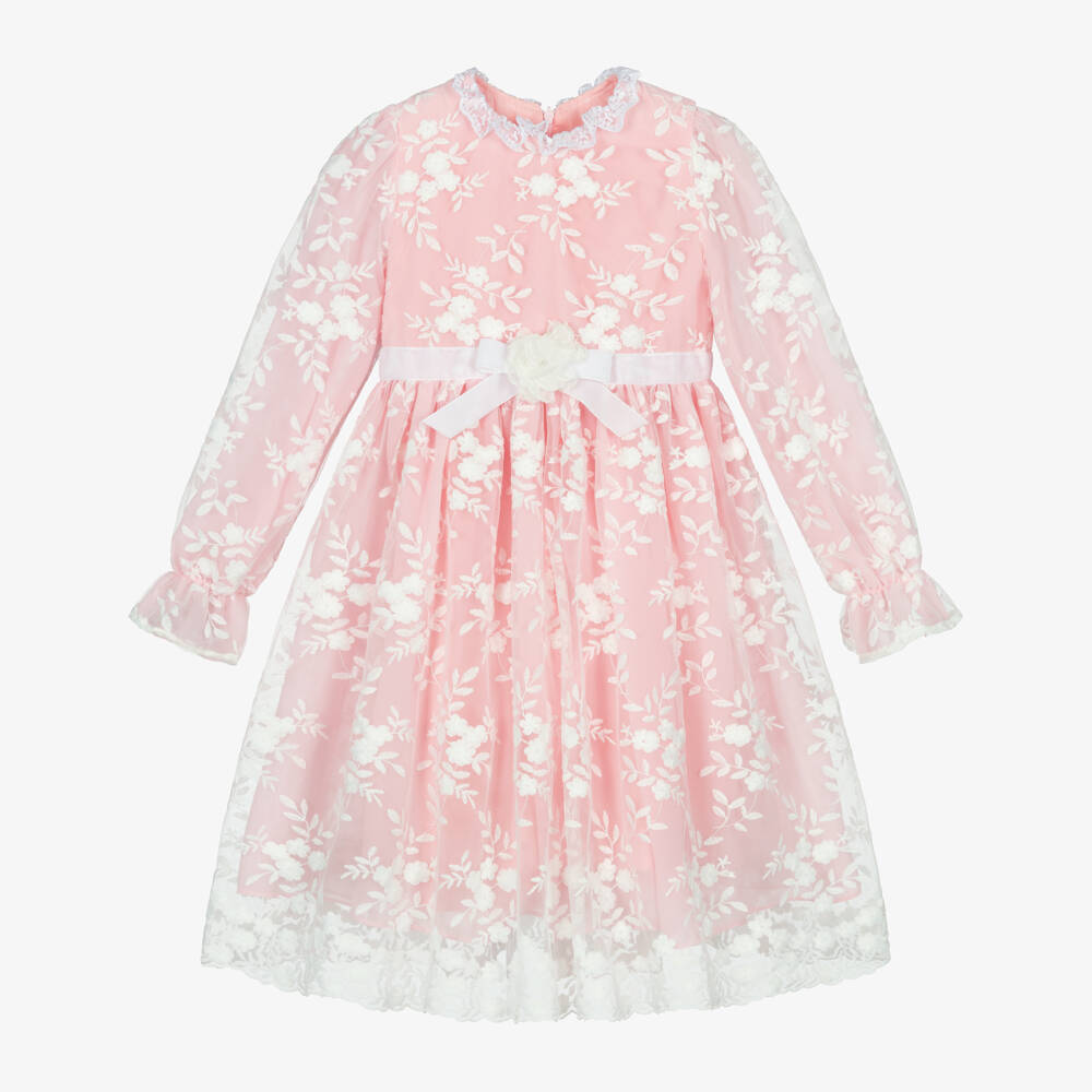 Patachou-Платье из розового тюля с вышивкой для девочек | Childrensalon Outlet