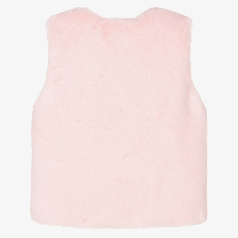 PATACHOU Girls Pink Faux Fur Bow Gilet