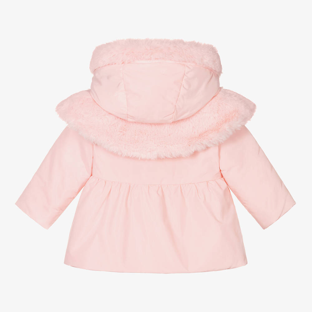Patachou-Girls Pink Faux Fur Cape Coat | Childrensalon Outlet