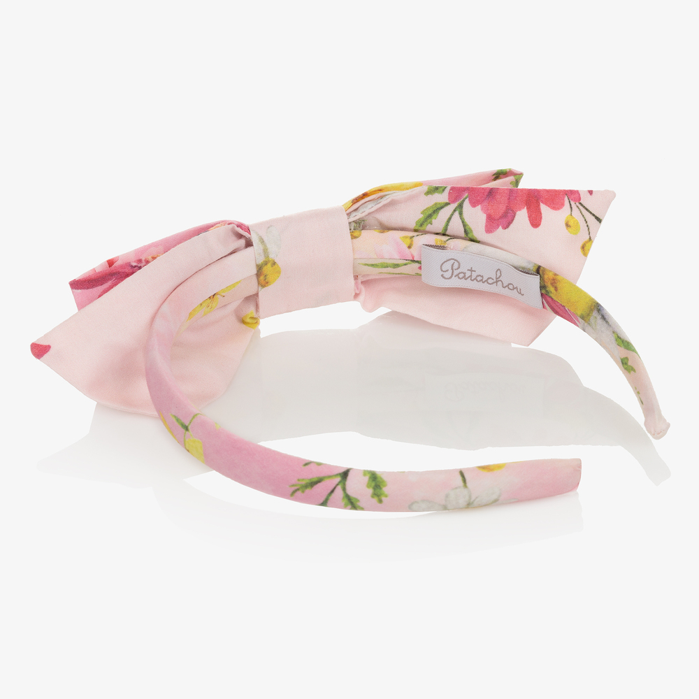 Patachou-Розовый ободок с цветами и бантом для девочек | Childrensalon Outlet