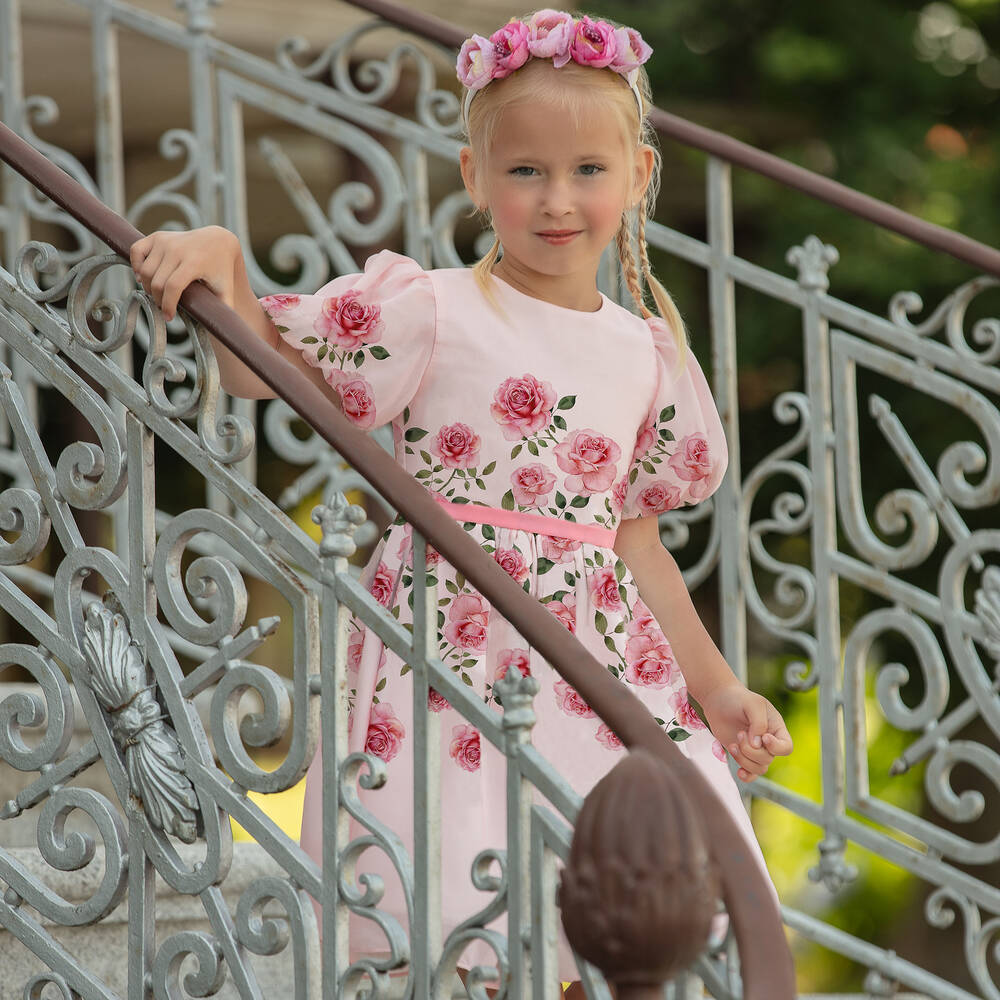 Patachou-Розовое шифоновое платье с цветами | Childrensalon Outlet