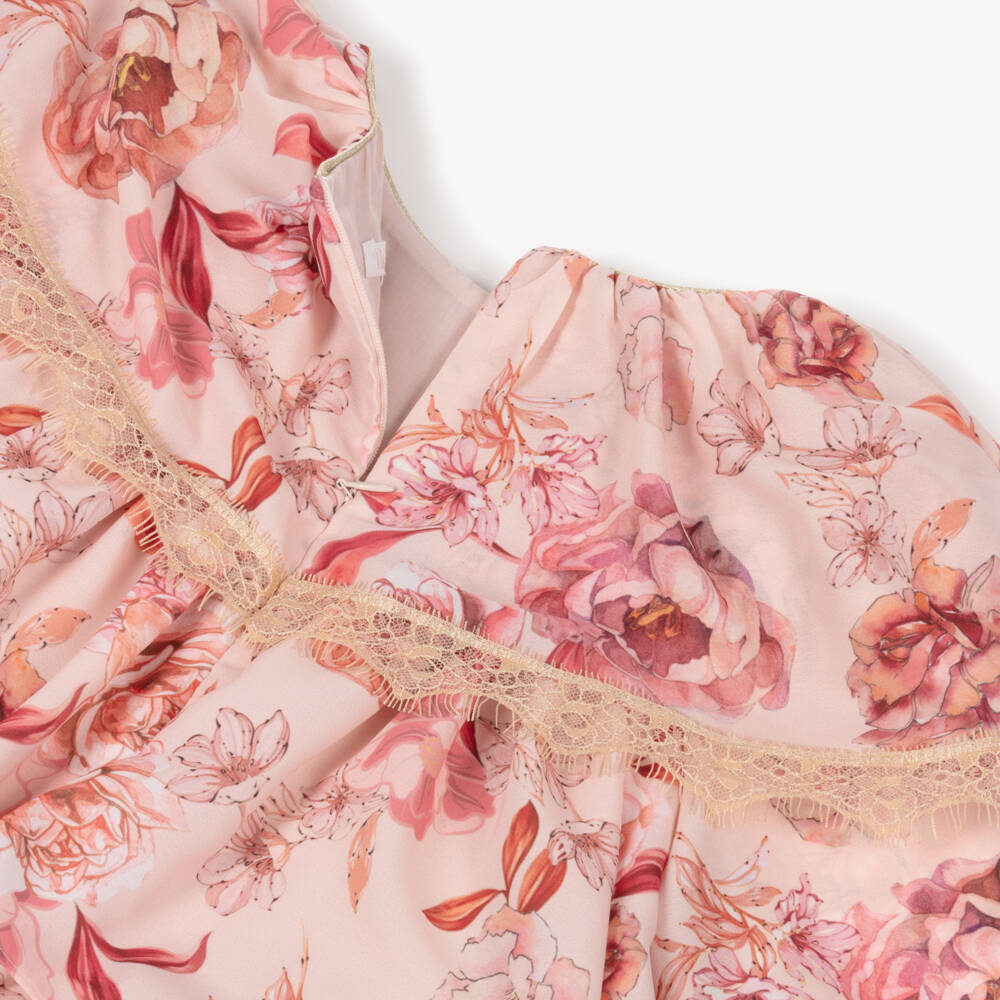 Patachou-فستان شيفون وردي مزين بالزهور للبنات | Childrensalon Outlet
