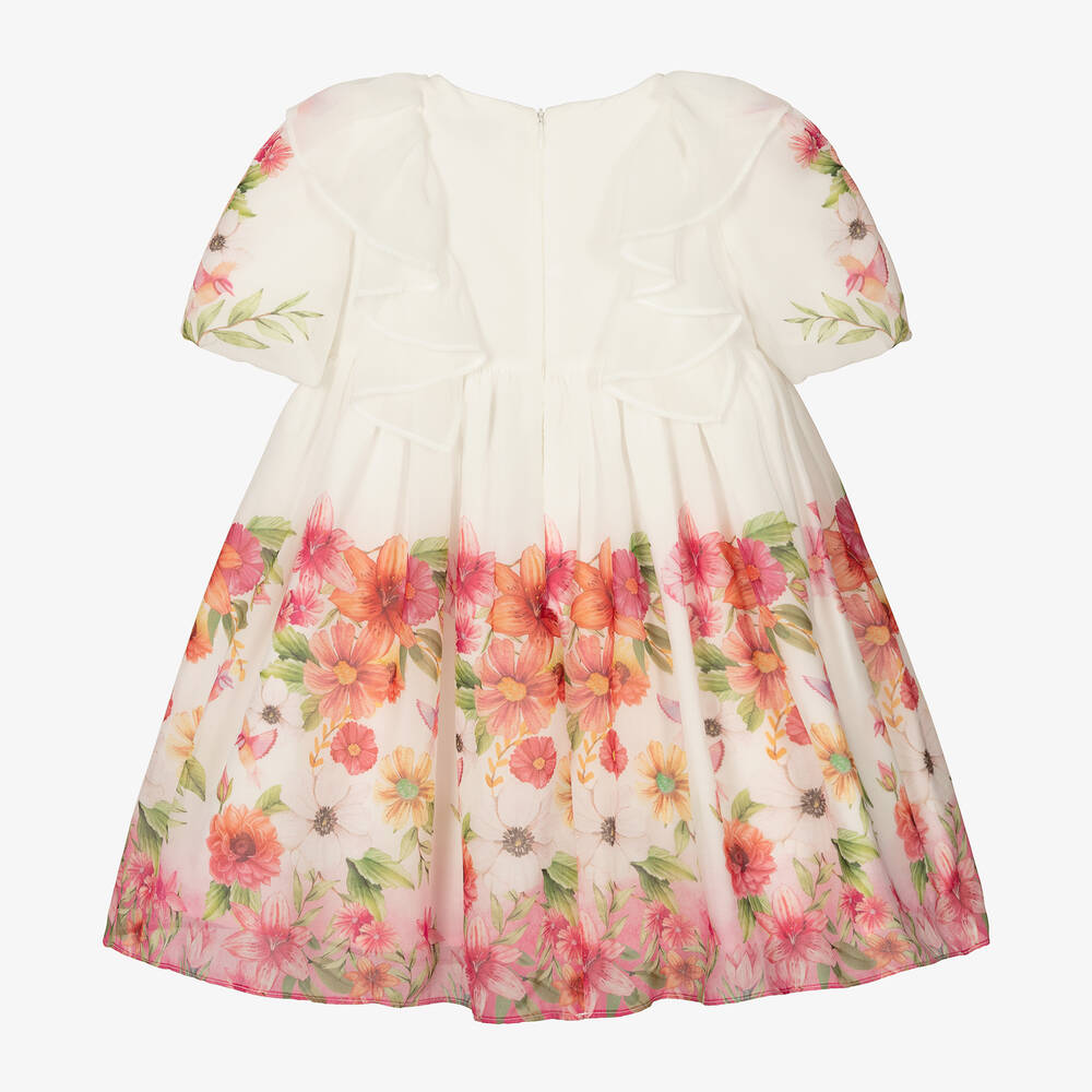 Patachou-Розовое плиссированное платье из шифона с цветами | Childrensalon Outlet