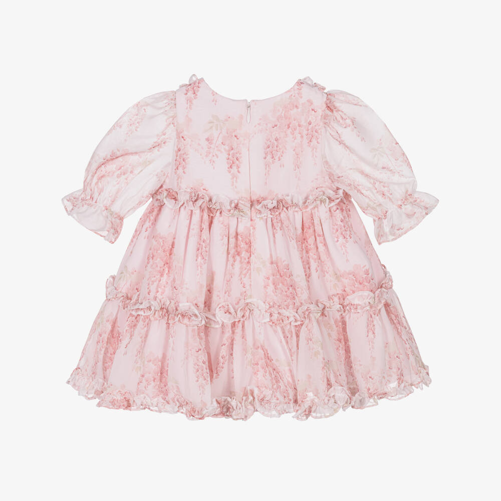 Patachou-Girls Pink Floral Chiffon Ruffle Dress | Childrensalon Outlet