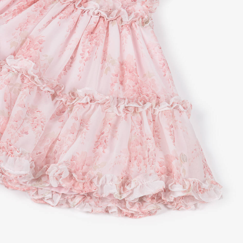Patachou-Girls Pink Floral Chiffon Ruffle Dress | Childrensalon Outlet