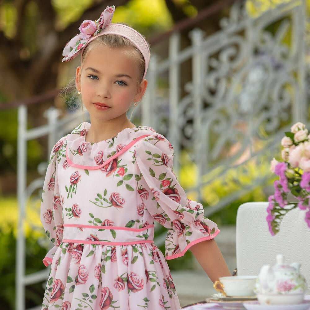 Patachou ruffle-collar long-sleeve dress - Pink