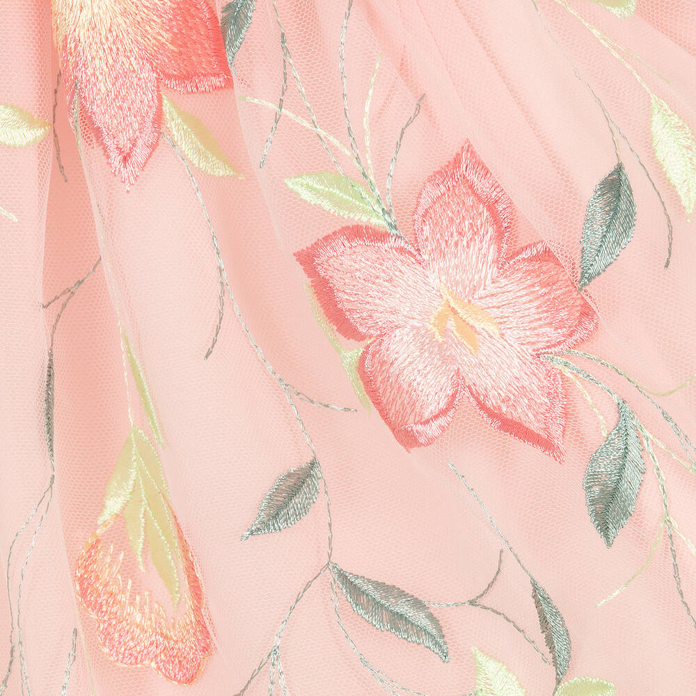 Patachou-Розовое платье из тюля с вышитыми цветами | Childrensalon Outlet