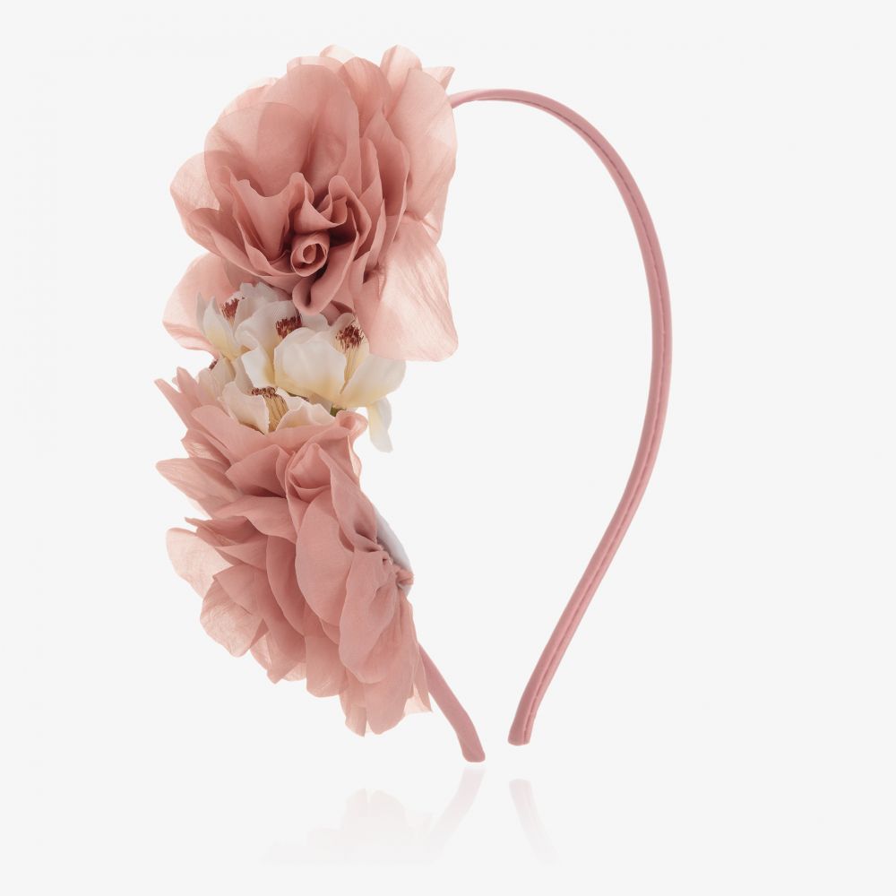 Patachou - Rosa Haarreif mit Blumen (M) | Childrensalon