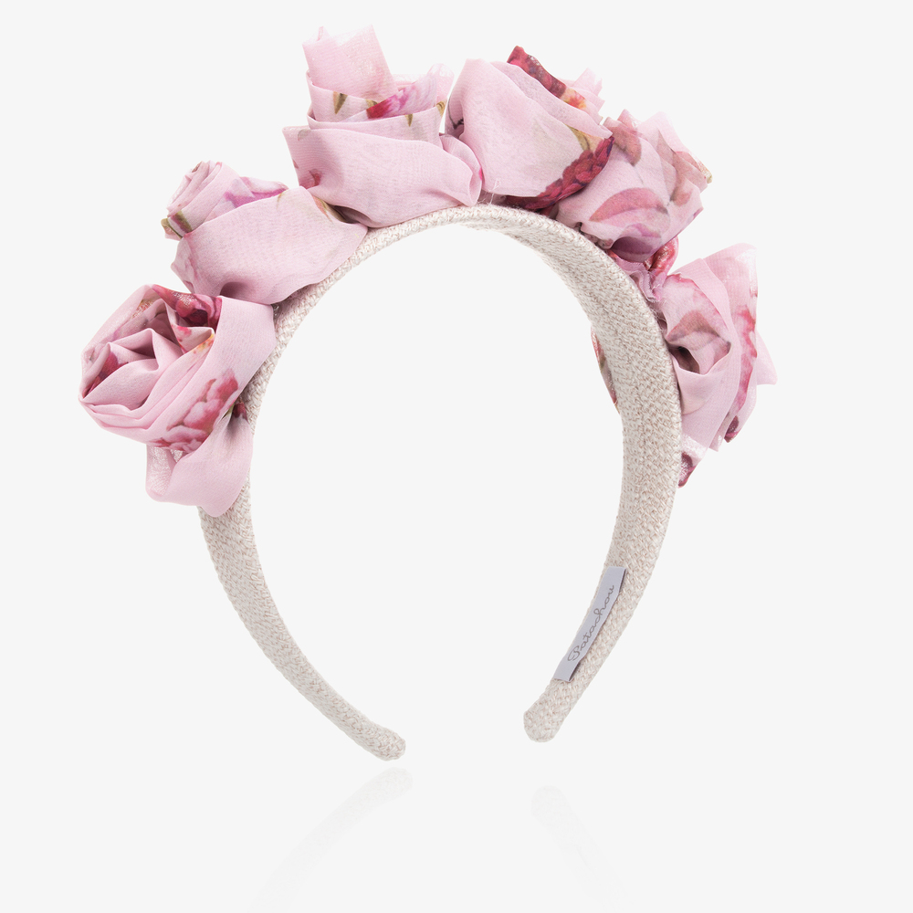 Patachou - Girls Pink Floral Hairband | Childrensalon