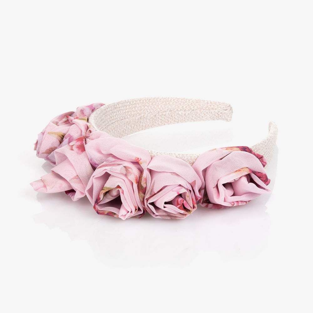 Patachou-Girls Pink Floral Hairband | Childrensalon Outlet