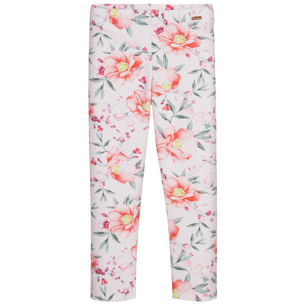 Patachou - Girls Pink Floral Leggings | Childrensalon