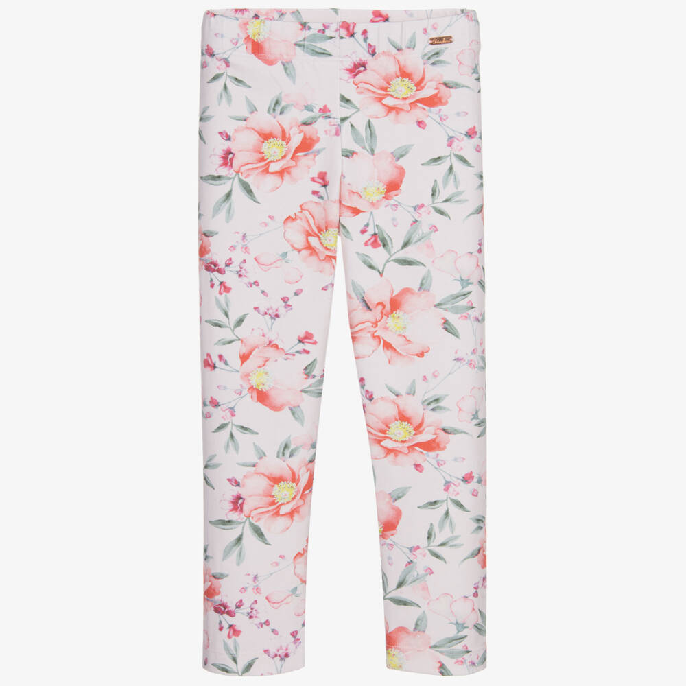 Patachou-Girls Pink Floral Leggings | Childrensalon Outlet
