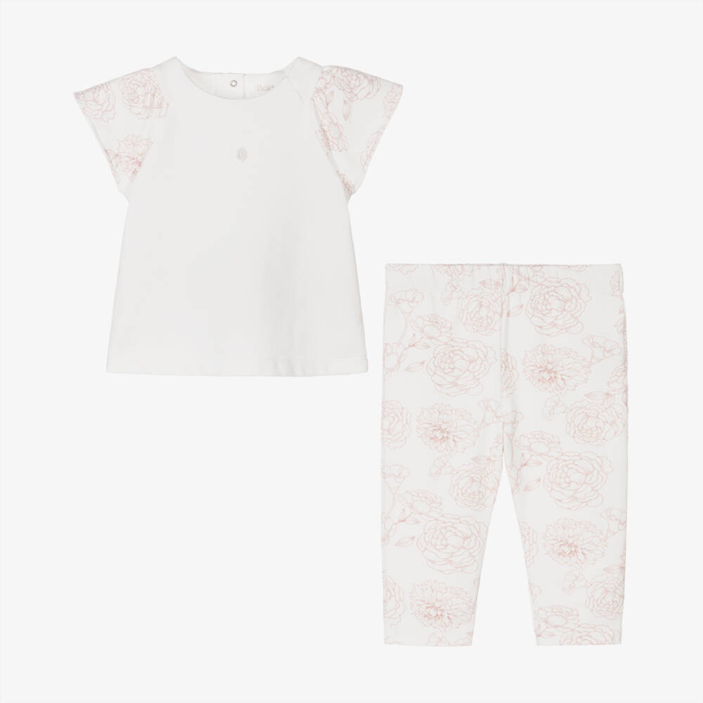 Patachou-Girls Pink Floral Leggings Ensemble | Childrensalon Outlet