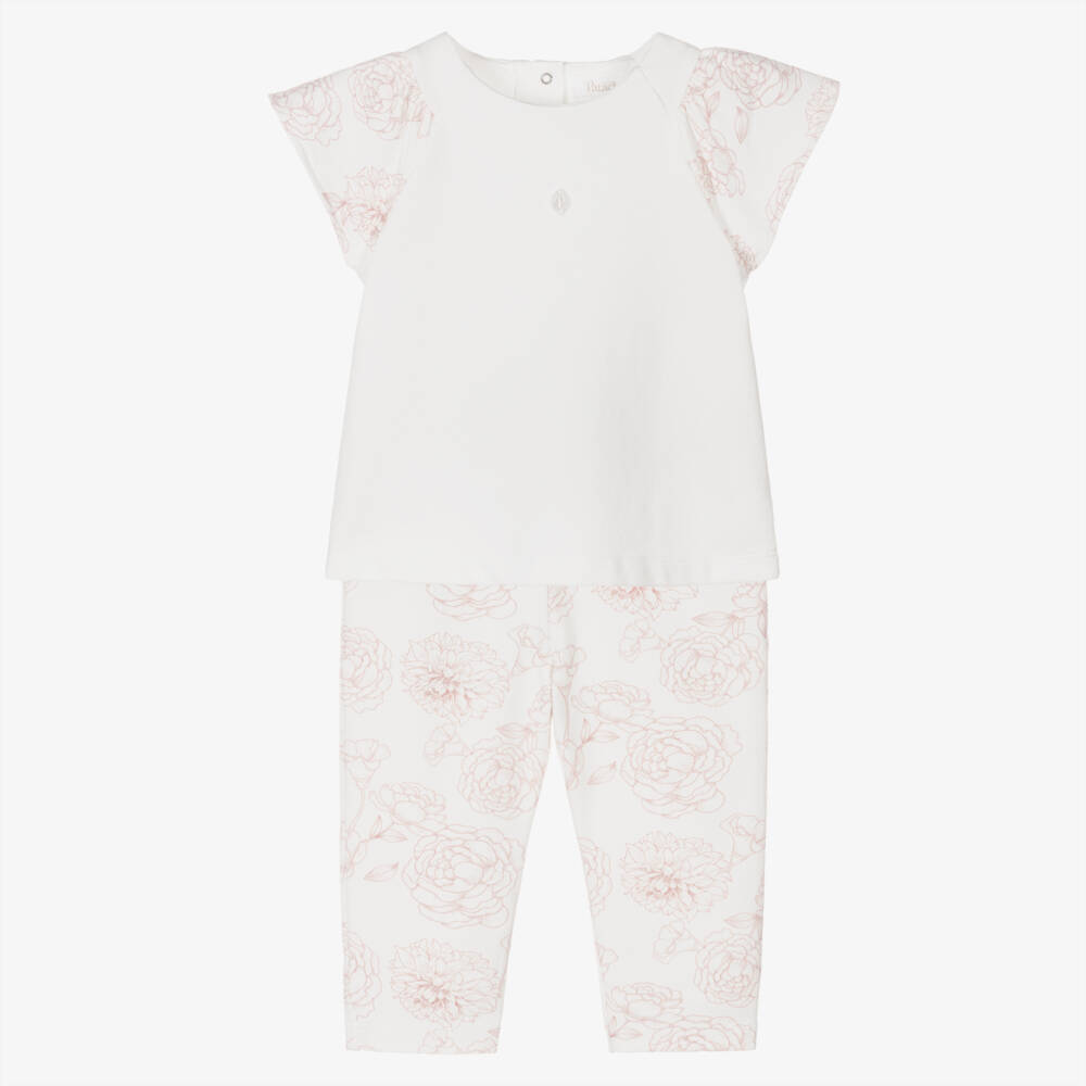 Patachou-Girls Pink Floral Leggings Ensemble | Childrensalon Outlet