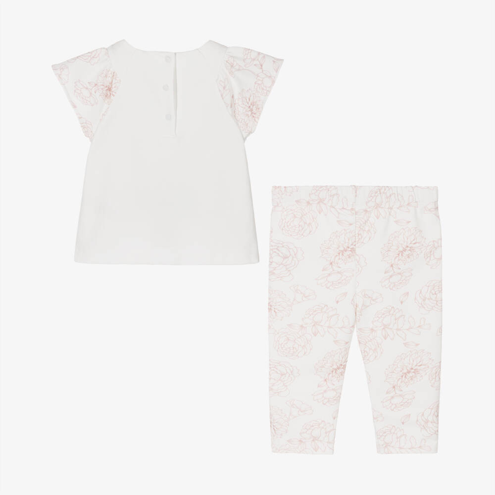 Patachou-Girls Pink Floral Leggings Ensemble | Childrensalon Outlet