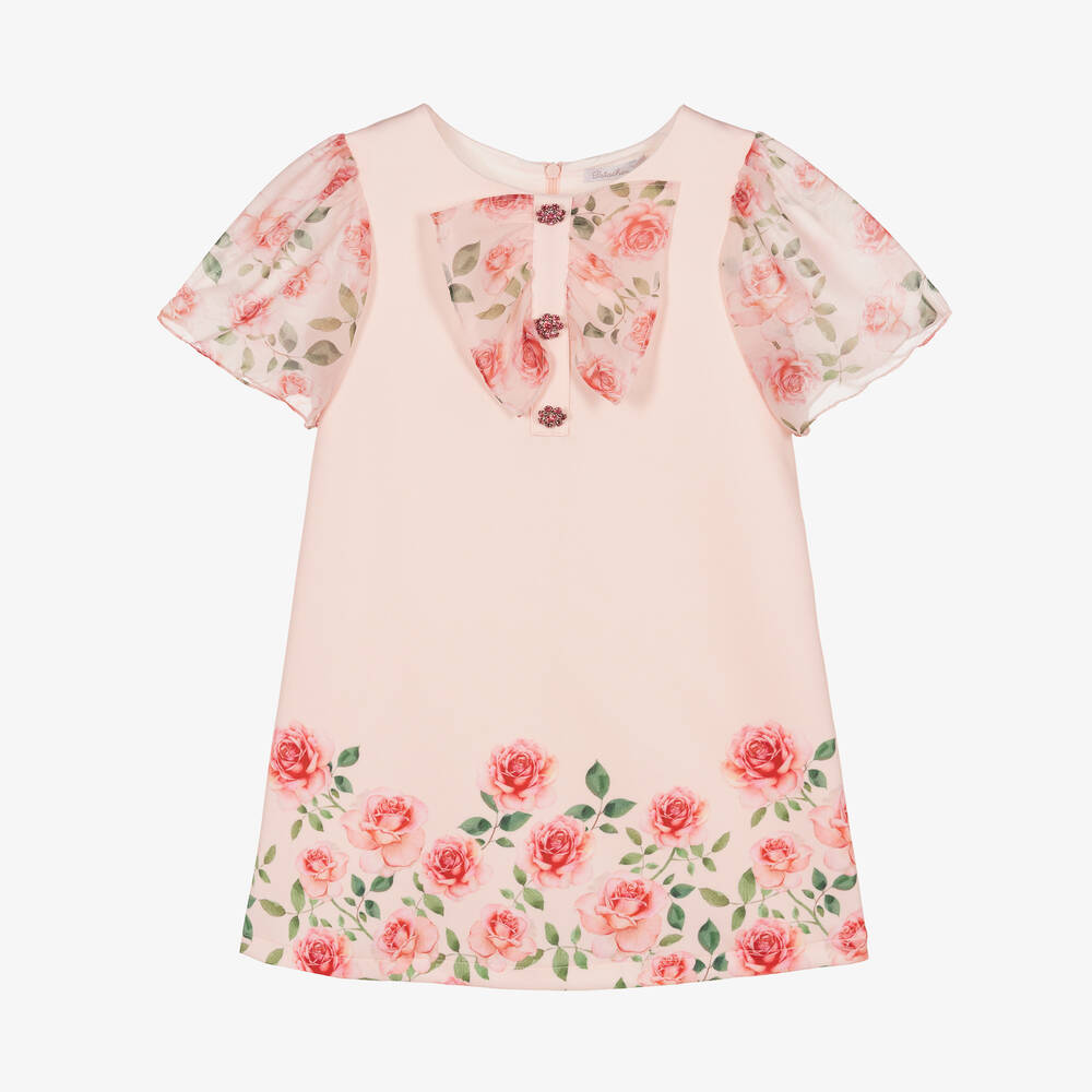 Patachou - Girls Pink Floral Shift Dress | Childrensalon