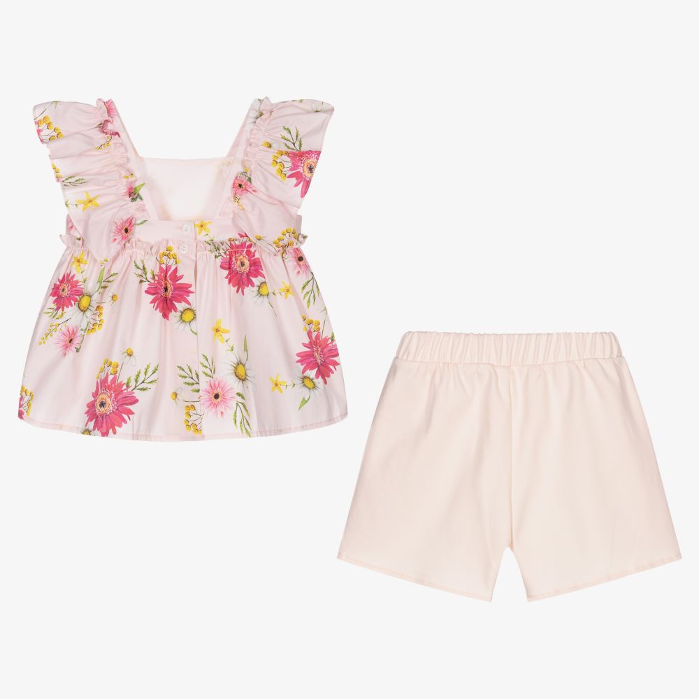 Patachou-Girls Pink Floral Shorts Set | Childrensalon Outlet