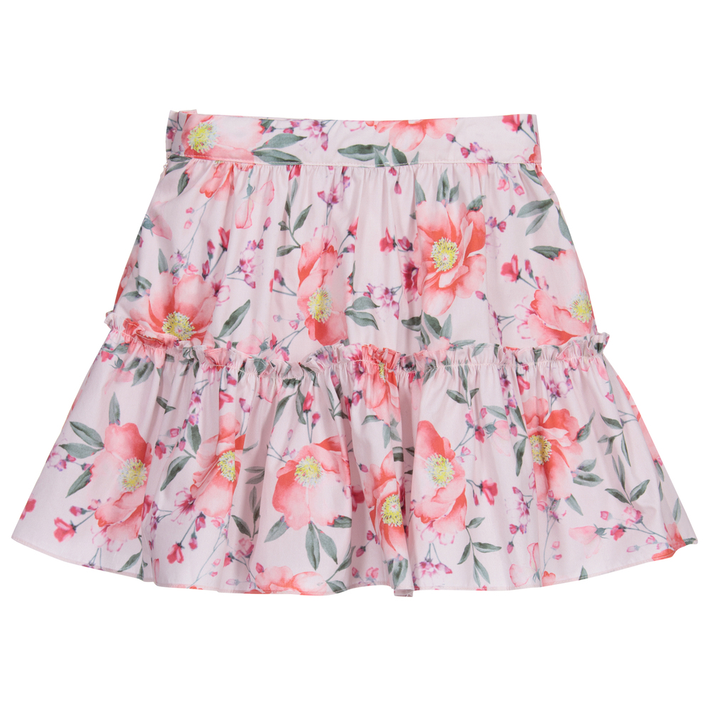 Patachou-Girls Pink Floral Skirt | Childrensalon Outlet