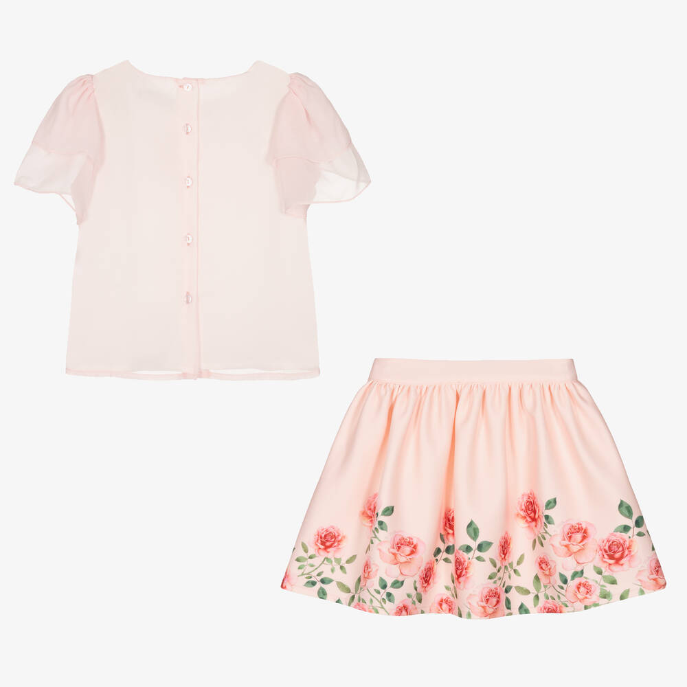 Patachou-Розовая блузка и юбка с цветами | Childrensalon Outlet