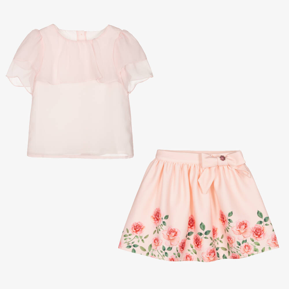 Patachou-Розовая блузка и юбка с цветами | Childrensalon Outlet