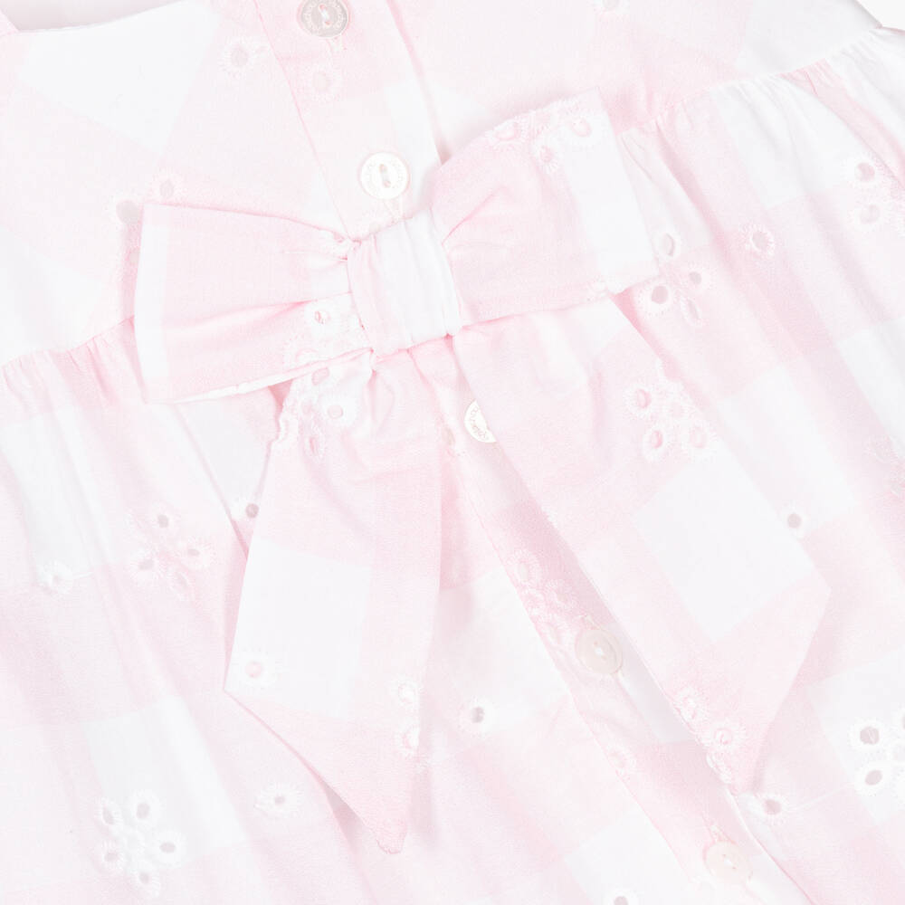 Patachou-Girls Pink Gingham Pinafore Dress | Childrensalon Outlet
