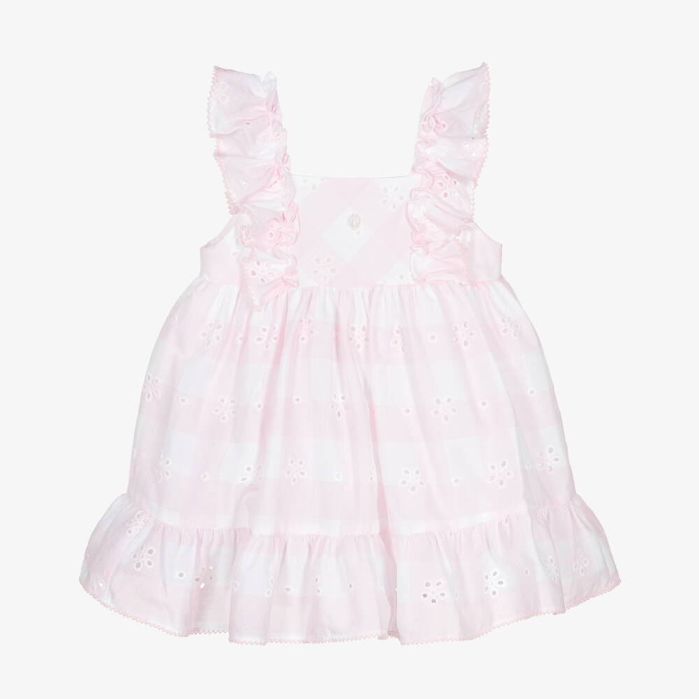 Patachou-Girls Pink Gingham Pinafore Dress | Childrensalon Outlet