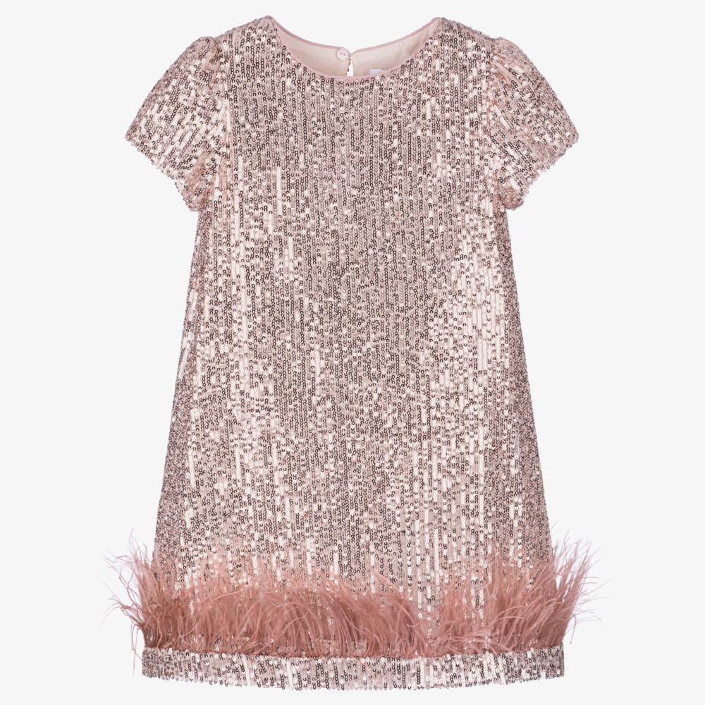 Patachou-Girls Pink Glitter & Plumage Dress | Childrensalon Outlet