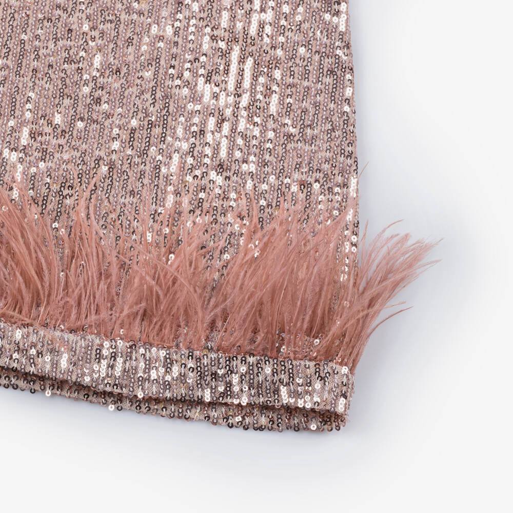 Patachou-فستان وردي براق مع ريش للبنات | Childrensalon Outlet