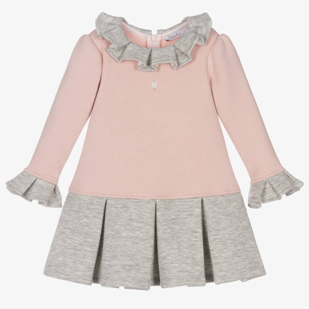 Patachou - Girls Pink & Grey Jersey Dress | Childrensalon