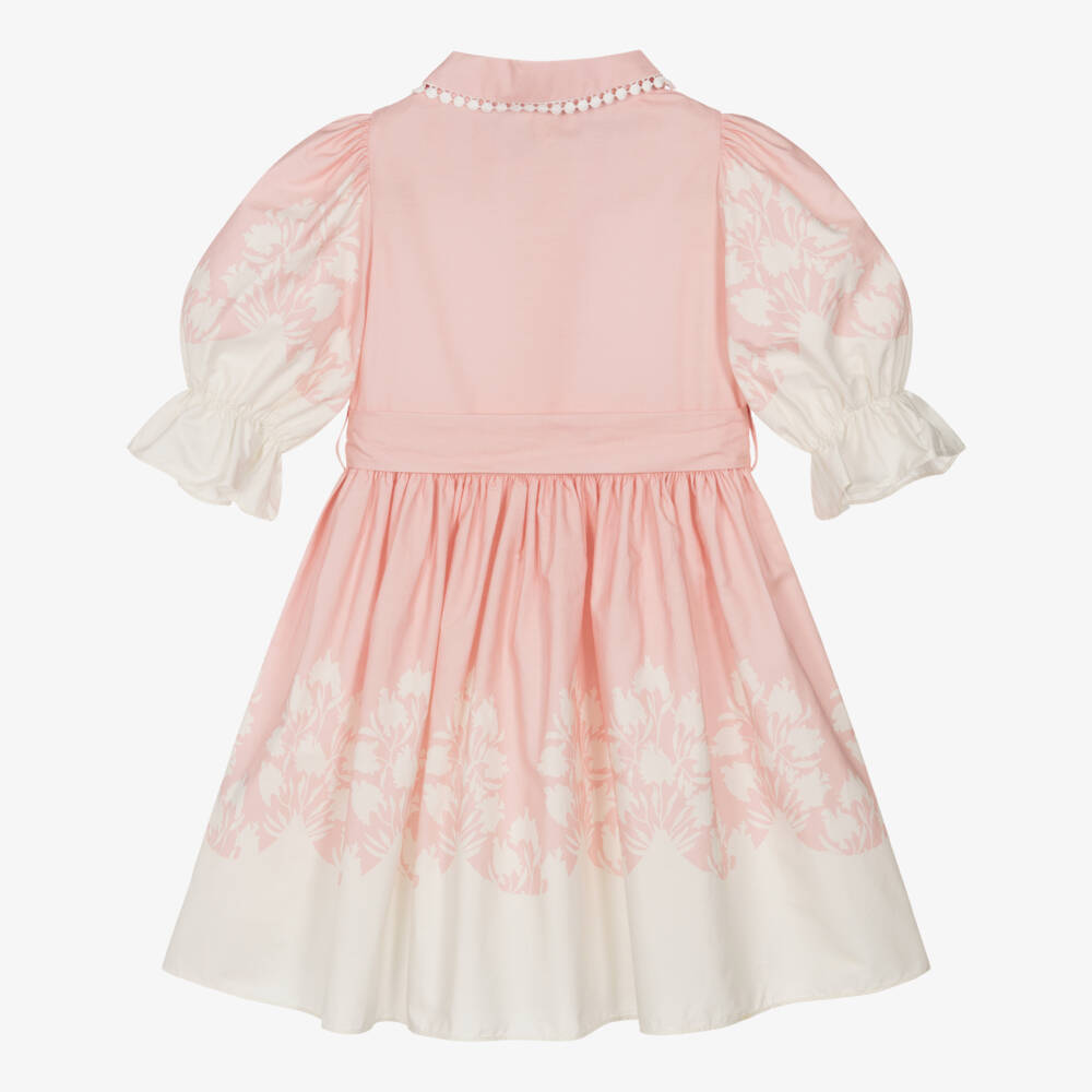 Patachou-Girls Pink & Ivory Floral Cotton Shirt Dress | Childrensalon Outlet