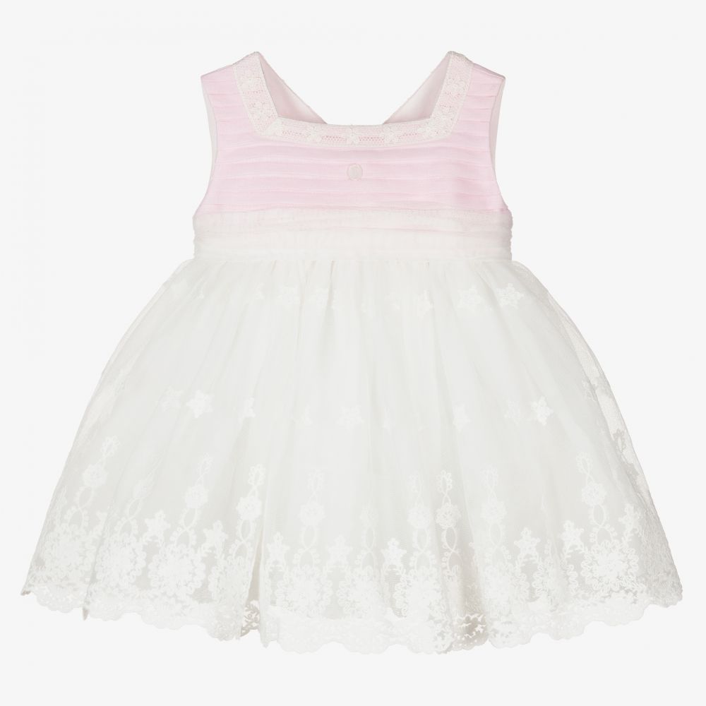 Patachou - Girls Pink & Ivory Tulle Dress | Childrensalon