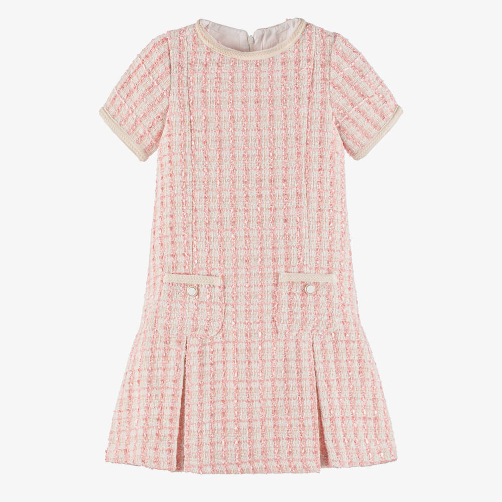 Patachou-Girls Pink & Ivory Tweed Dress | Childrensalon Outlet