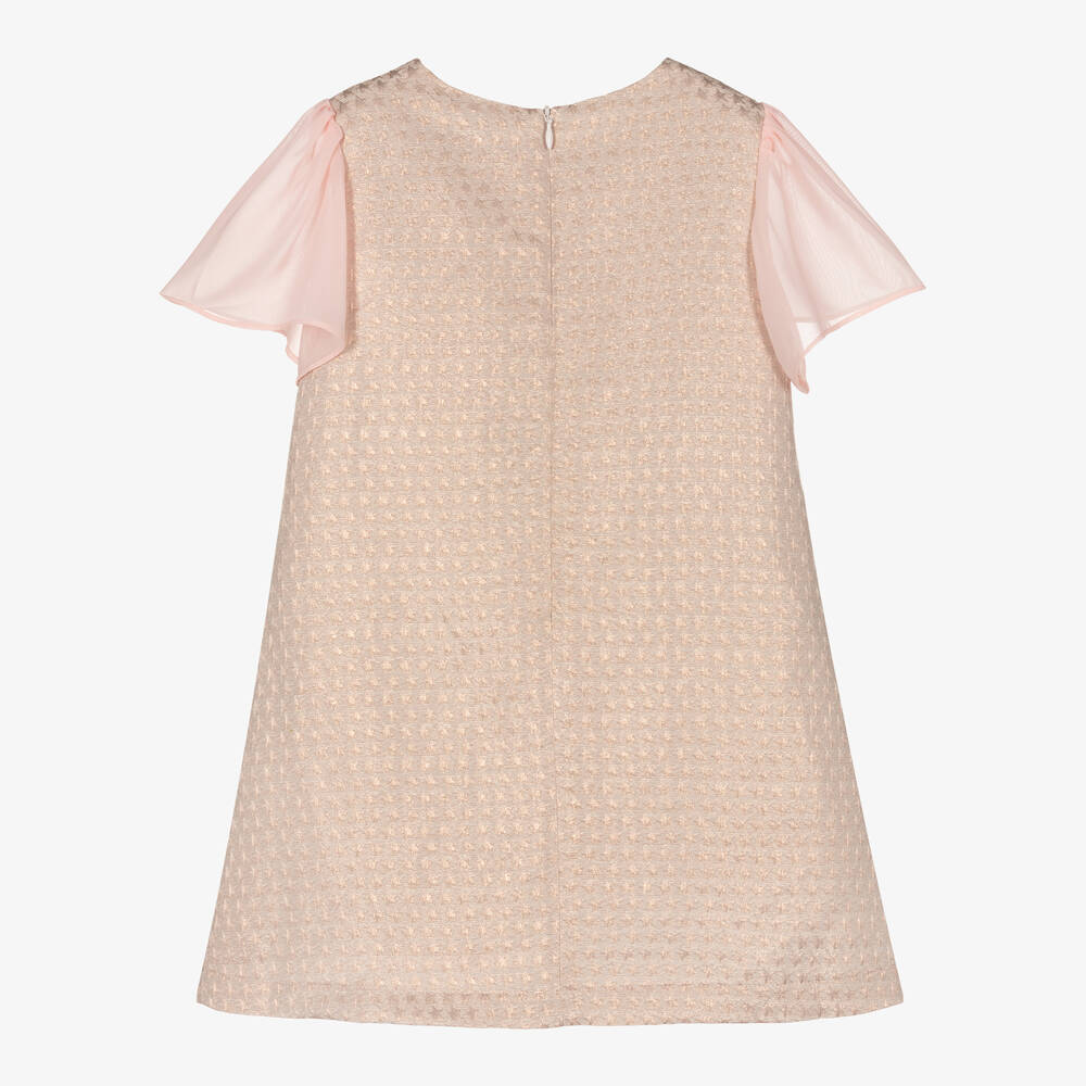 Patachou-Girls Pink Jacquard & Chiffon Dress | Childrensalon Outlet