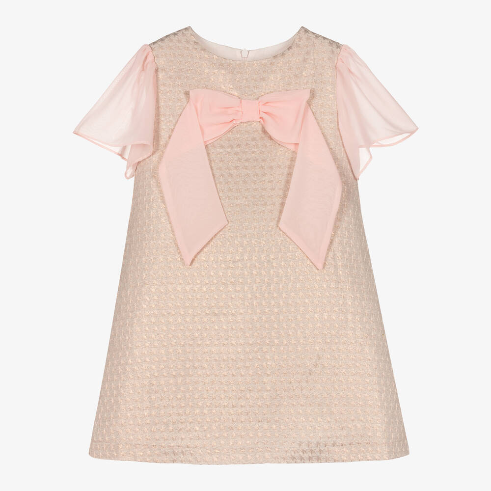 Patachou - Girls Pink Jacquard & Chiffon Dress | Childrensalon