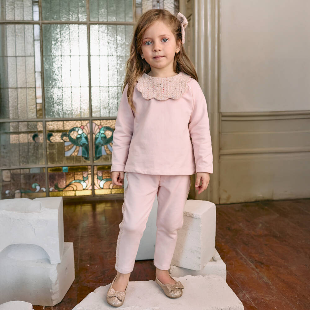 Patachou-Girls Pink Jersey Tweed Set | Childrensalon Outlet