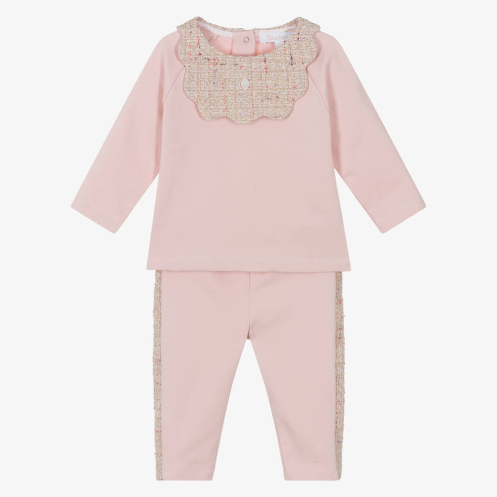 Patachou-Girls Pink Jersey Tweed Set | Childrensalon Outlet