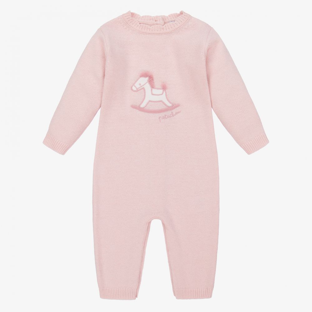 Patachou - Girls Pink Knitted Babysuit | Childrensalon