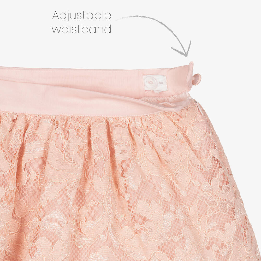 Patachou-Girls Pink Lace Chiffon Skirt | Childrensalon Outlet