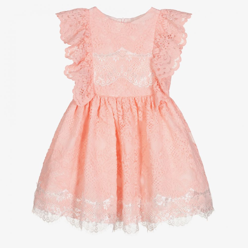 Patachou - Girls Pink Lace Dress  | Childrensalon